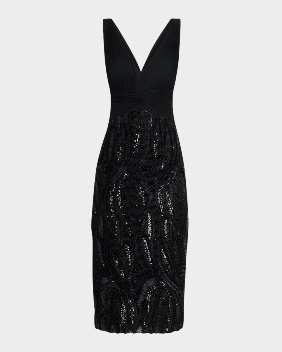Sleeveless Sequin-Embroidered Midi Dress